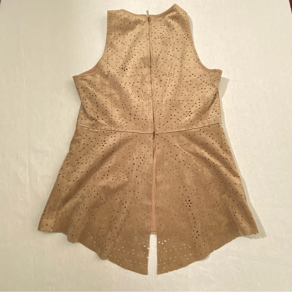 BCBGMaxAzria "Faux" Suede Caralyn Laser Cut Drape Back Tank Top, Size XS - Picture 8 of 14